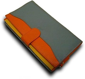 Portefeuille femme, compagnon voyage, cuir vachette, taupe-orange A8092 avec stylet offert