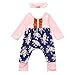 Produktbild cinnamou Kleinkind Baby Langarm Floral Print Jumpsuit + Stirnbänder Set Outfit