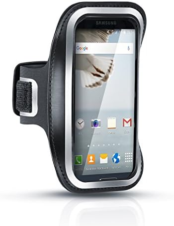 Arendo – Sweatproof Sports Bracelet for Samsung Galaxy S3/S4/S5/HTC One, LG, Huawei etc. Waterproof | with Pouch for Keys | Great Wearing Comfort because of Variable Length | including Reflective Strips | Sports Bracelet in Black