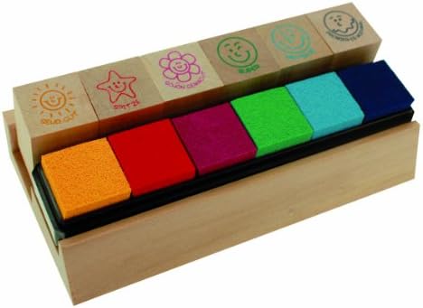 Trendhaus Trendhaus928009 Wooden Stamp Set of 6 Pieces, Multi-Color