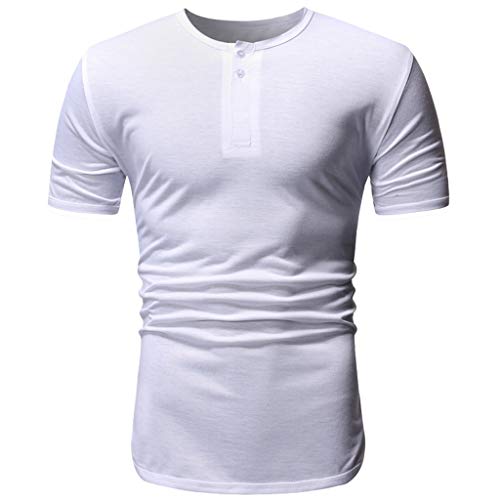 Preisvergleich Produktbild Karinao Schnelltrocknendes Trainings Fitness Sport T-Shirt mit Kurzärmeliges Rundhalsausschnitt Mit Button Down(M,Weiß)