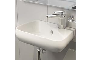 Waschbecken24 | Kleines Waschbecken Gäste Wc | Handwaschbecken Mit Lotus-Effekt | Platzsparendes Waschbecken Für Badezimmer | Modernes Design | Einfache Installation (45x28x13cm, Weiß / H91)