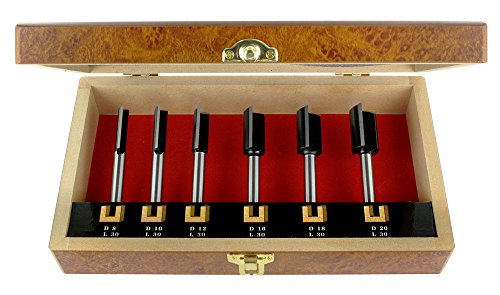 ENT 6-tlg. HW Oberfräser Nutfräser Set mit HW-Grundschneide – Ø 8 – 10 – 12 – 16 – 18 – 20 mm – Schaft Ø 8 mm – Länge: 90 mm - 3