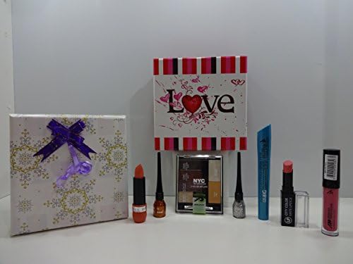 Valentines Gift For Her ~ Luxury 7pc Make Up Beauty Gift Box Gift Set Gift Wrapped Mix Brands - NYC - Rimmel London - Manhattan - Laval - Mix Brands In A Gift Box Free Gift Wrapped