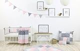 BEBILINO ® Patchwork Babydecke Kinderwagendecke und Baby Kuscheldecke 70×100 cm ROSA GRAU - 3