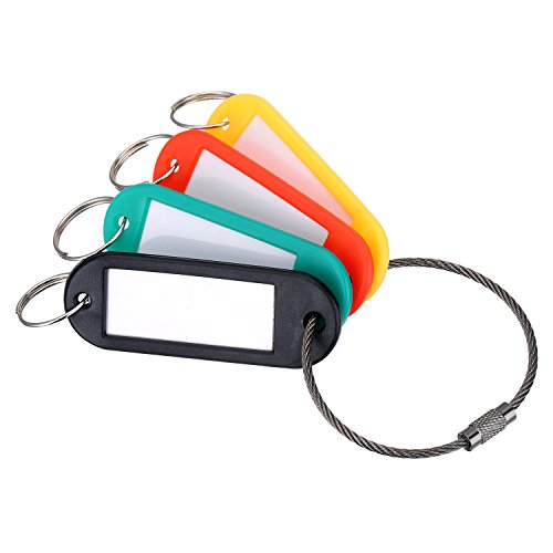 Outus Schwarze Stahldraht Keychain Kabel Schlüsselanhänger zum Aufhängen, Kofferanhänger, Schlüsselanhänger und ID Tag Halter 2 mm, 5,9 Zoll 22 Packung - 5