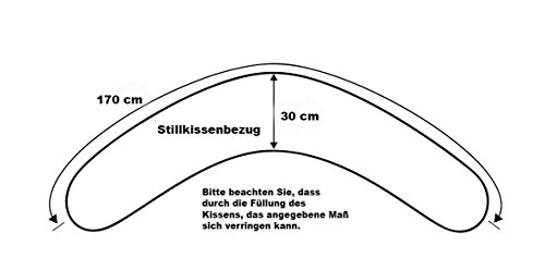 Qualitäts Baby Stillkissen Schwangerschaftskissen von Sei Design 170 x 30cm, Füllung aus 3-D Faserkügelchen – sehr weich und angenehm. Bezug mit Reißverschluss und hochwertiger Stickerei - 7