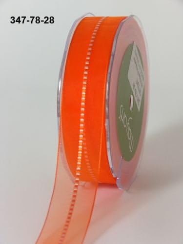 Orange Sheer Centre Stitched 22mm May Arts Ribbon on a 3m Length (N.B. this is a cut from a roll)