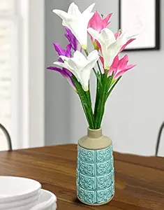 Lemon Tree Ceramic Flower Vase, Pot, Gamla, Home and Office Decoration Vase (Blue Color)