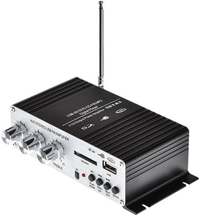 ONEU EQ Effect Amplifier with IR Remote Control, Hi-Fi Subwoofer Stereo Amplifiers, Class D Amplifier Marine 2 x 15W with USB/MP3/SD/FM