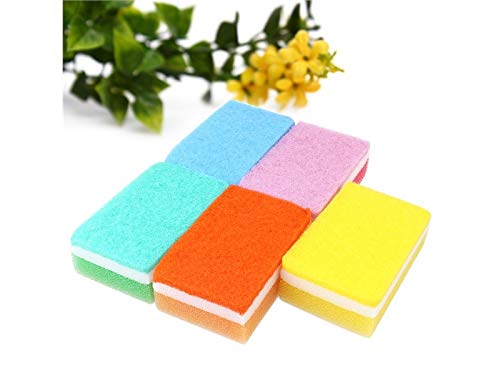 ADream Outdoor Indoor 5Pcs Magic Two-layer Sponge Brush Eraser Descaling Cleaning Kitchen Rust Cleaning Tool (Purple+White)