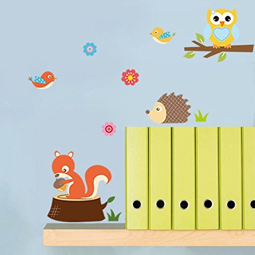 Ouneed® Wandaufkleber Wandtattoo Wandsticker , Waldtiere Eulen Kinderzimmer Schlafzimmer Hintergrund Wandaufkleber - 2