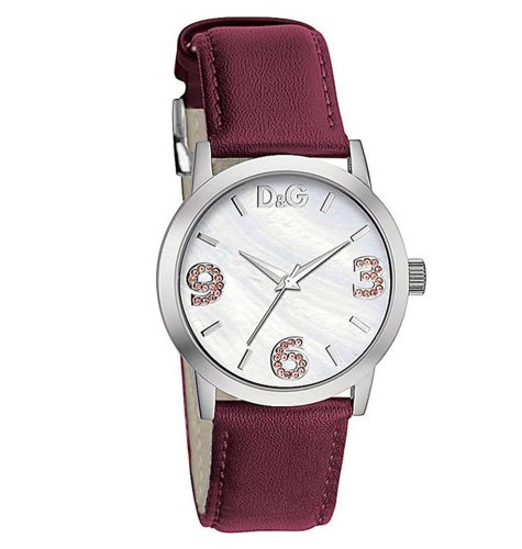 D&G Pose DW0692 Ladies Watch with Silver Dial and Red Leather Strap