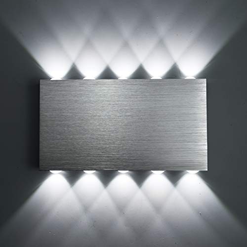 Louvra Applique Murale LED 30W Intérieure Lampe Décorative Moderne Créatif Éclairage Design Lumiaire en Aluminium pour Chambre Maison Couloir Salon Blanc Froid