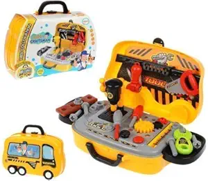 BlackZone Role Play Engineer Workshop Kids Tool Set, Pretend playset Tools Kit for Boy and Girls, Playset for Kids, Happy Craftsman Bag with Briefcase Construction Toolbox for Kids
