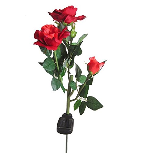 ANKKO Solarbetriebene künstliche Rose Blumen LED Leuchten Garten Landschaft Decor – Rot - 5