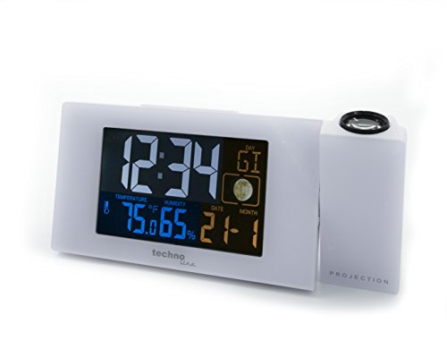 Technoline WT 537 Projektionswecker WT537 Funkwecker mit Projektion, sowie Temperatur – und Luftfeuchteanzeige, weiß, 16.5 x 5.6 x 7.5 cm - 3