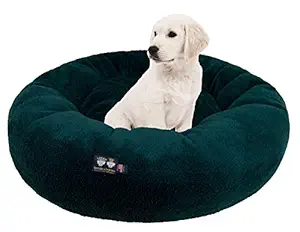 BESSIE AND BARNIE Ultra Plush Deluxe Comfort Pet Dog & Cat Hunter Green Snuggle Bed (Multiple Sizes) - Machine Washable, Made in The USA, Reversible, Durable Soft Fabrics