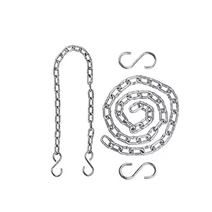 Patiofy 4ft Long Hanging oonjal Chain with 2 SHooks for Hammock & Swing Chair/Swing Height Adjusting Accessories,Strong & Durable Accessories Made with Heavy Stainless Steel,Bear Weight upto 150 kgs(Silver)