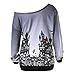 Produktbild Damen Tops Halloween Mumuj Fashion One Schulter Hexe Bat Druck Bluse Sweatshirt Skew Neck Pullover Pullover Festliche Party Cocktail Hemd Oberteile Sweatshirt Pulli