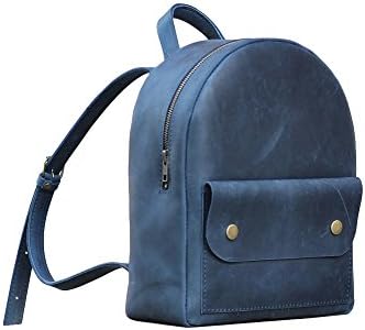 Mini leather backpack blue. Saddleback Backpacks. Handmade purse for woman