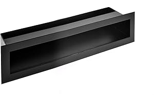 ADGO Rejilla de Ventilación para Chimenea, Rejilla de Aire Caliente, Entrada de Aire Oculta, Rectangular, Alargada, con Revestimiento de Polvo, Color Negro (10 x 30 cm)