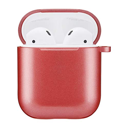 Preisvergleich Produktbild Airpods Case Metall + PV AirPods Hülle, AirPods Tasche Ultraleicht Staubdicht Kratzfestes Gehäuse für AirPods 1&2 Aufladen Case 2 Pcs (Rot)