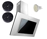 dunstabzugshaube unterbau edelstahl 60 cm  HAAG Vertikal C Edelstahl + Schwarz Glas + LED, Kohlefilter GRATIS! 60 cm Dunstabzugshaube, Kopffrei, Umluft/Abluft