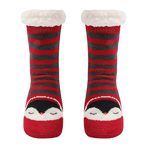 Conysan Gruesos cachemira lana calcetines de piso, casa abrigados calcetines de mujeres, antideslizantes tejidos calcetines de alfombra (Rojo)