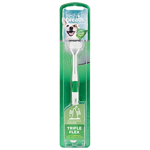 Fresh Breath by TropiClean Triple Flex Toothbrush for Small Dogs - 360° Bristles, Fast & Easy Clean - Helps Remove Plaque & Tartar