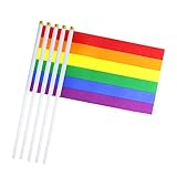 Mostrar su apoyo: Arco iris del orgullo gay de la bandera Stick, también es de mano pequeñas banderas banderas con palo. fuentes de las decoraciones para grandes eventos mardi gras celebraciones de los homosexuales del festival del partido orgullo orgullo del arco iris. Buena manera de mostrar su apoyo a la comisión LGBT y otros apoyan también.