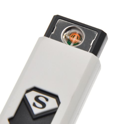 HOUSWEETY Weiß Windgeschützter USB Zigarettenanzünder – elektronisches Feuerzeug mit USB-Aufladung - 3