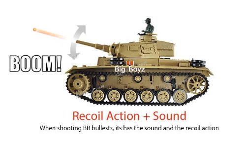 heng long 2.4G Tauch Panzer III RC Battle Tank w/ Smoke, Sound and Lighting by Big Boyz ©