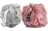 Bodylife Exfoliating Bath & Shower Body Puff/Scrunchie/Buffer Copper & Grey 55g Twin Pack