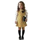 Waboats Kids Girls Winter Princess Bowknot Dots Ruffle Long Sleeve Dress