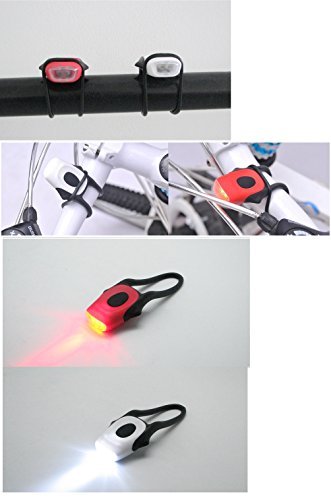 LED Fahrrad-Licht Set Abnehmbar Silikon Rad-Beleuchtung Lampe Leuchte Front- und Rücklicht für Kinder & Erwachsene (Weiß+Rot, je 1 Stück) - 7