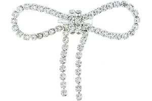 QUREZA Rhinestone Crystal Bow Brooches Pins Bow Tie Brooch Craft Bling Ribbon Bow Scarf Dress Brooch Elegant Anti-light Pin Fashion Charm Gift for Women Girls Clothes Accessories, Rhinestone