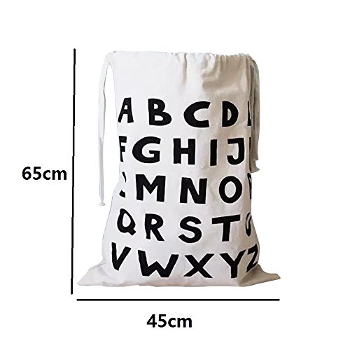 Canvas Jumbo Duvet Aufbewahrungsbeutel, Stoff Wäschebeutel Wäschekorb Großer Hängen mit String Toys Aufbewahrung Reisetaschen Taschen (26 Buchstaben) - 3