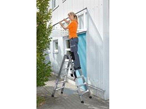 Aluminium-Stufen-Stehleiter beidseitig begehbar 2 x 3 Stufen Arbeitshöhe bis ca. 2,25 m