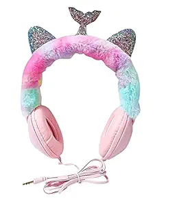 BLUE SQUARE Wired Headphone for Girls, Best Gift Ideas, Soft for Ears, Assorted Colours (Pack of 1) (WIREDHEADPHONE- Mermaid)