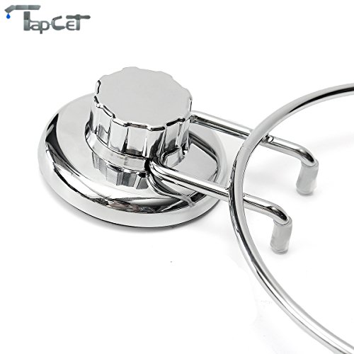 TAPCET Rund HandtuchHalter Handtuchringe Selbstklebende Edelstahlhaken Haken ohne Bohren Wandmontage für Küche/Bad Leistungsstarke Vakuum-Saugnapf - 3