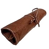 Uhrenrolle OFFICIAL GENEVA LUXOWA PU Strauß-Leder braun, zum Aufbewahren von Armbanduhren