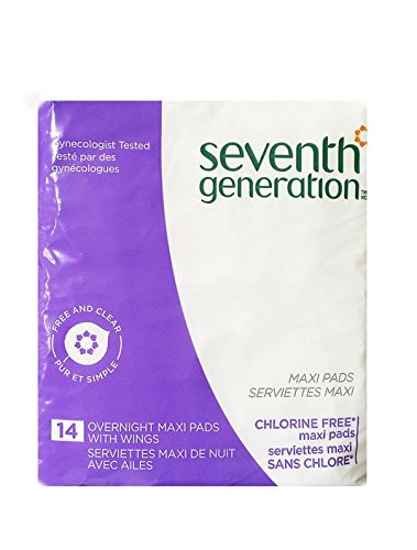 Seventh Generation Maxi Pads Overnight with Wings 14 pads (Pack of 6)