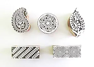 Woodenblockstamps Rosewood Stamps Hand Carved Fabric Printing Block(Brown) - Pack of 5