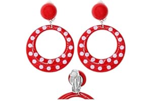 PARTILANDIA Pendientes Sevillana Rojos Aro Lunares