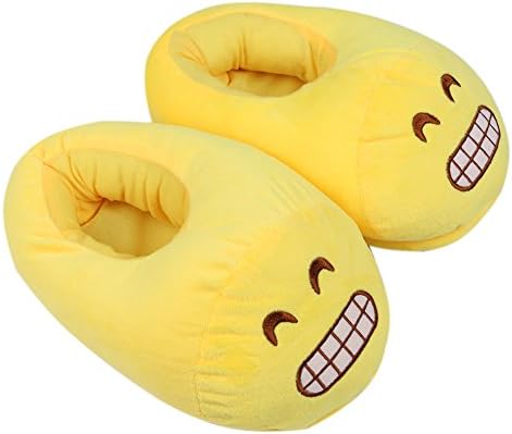 Plush Slipper for Unisex Cute Cartoon Cotton Emoji Slippers with Anti-Slip Sole Indoor Warm Slippers for Winter for Kids,Teens,Men and Women One Size Fits all by Longju (Bared teeth)