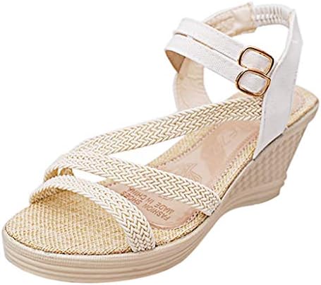 Innerternet Women Sandals Roma Solid Buckle Platform High Heel Wedges Shoes Black