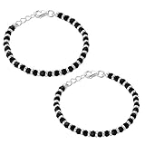 Oddrush genuine 925 sterling silver baby bracelets kada bangle nazariya With Black Beads / crystal for baby boy and girl