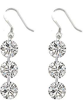 Celebrity Jewellery Glitzer Clear Zirkonia 925 Sterling Silber Drop Ohrhänger für Damen Geschenk