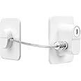 Evvorio Child Safety Device Refrigerator Door Lock with Key and Adhesives, Cabinet Restrictor Cable for Baby and Toddler, Lock for Cupboards, Drawers, Fridge, Wardrobe, White, Pack of 1
